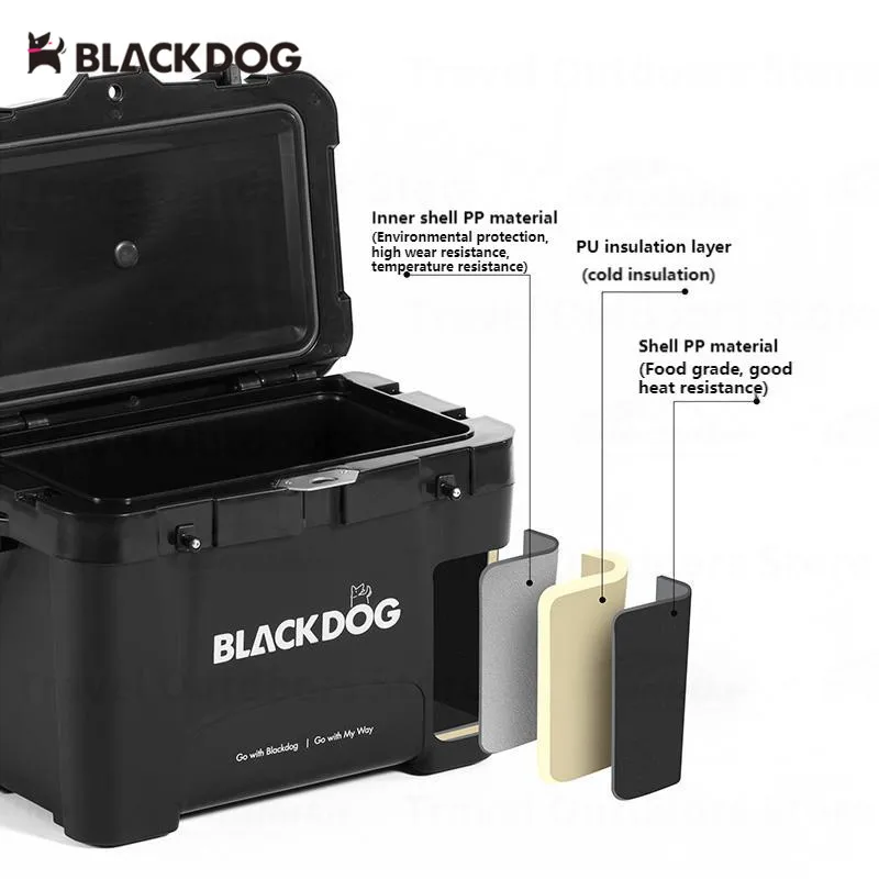 Naturehike BLACKDOG 26L Large Space Camping PP Insulation Box 108h Keep Fresh Outdoor Travel Food Ice Bucket Cooler Box Fridge