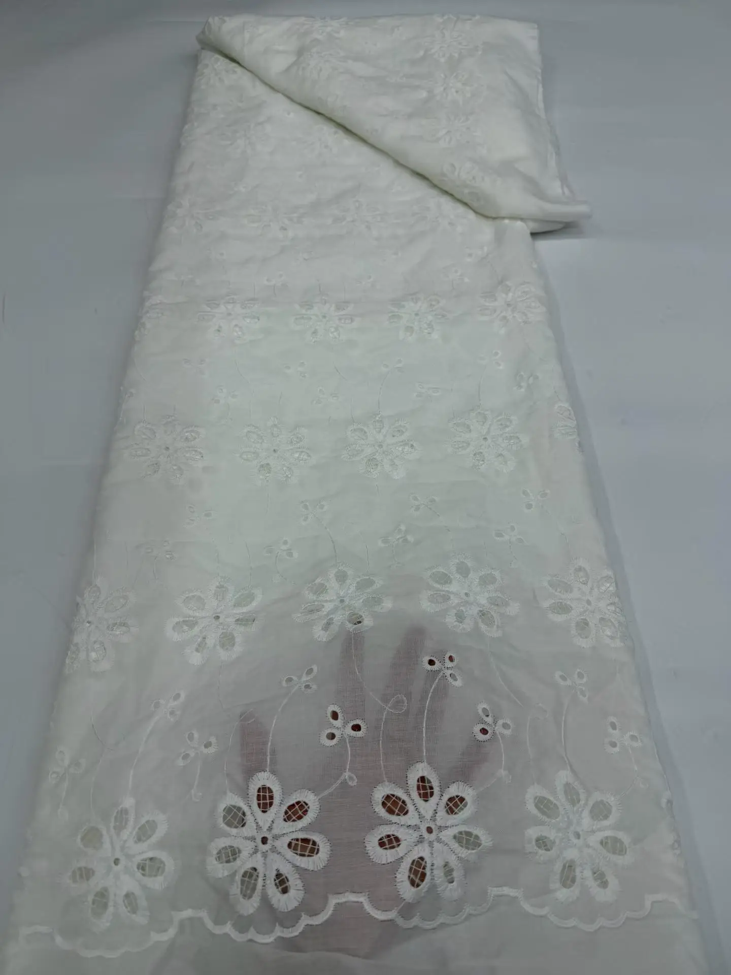 High Quality Nigerian Lace Fabric African Milk Silk Guipure Cord for Party Dress Sewing 5 Yard Roll