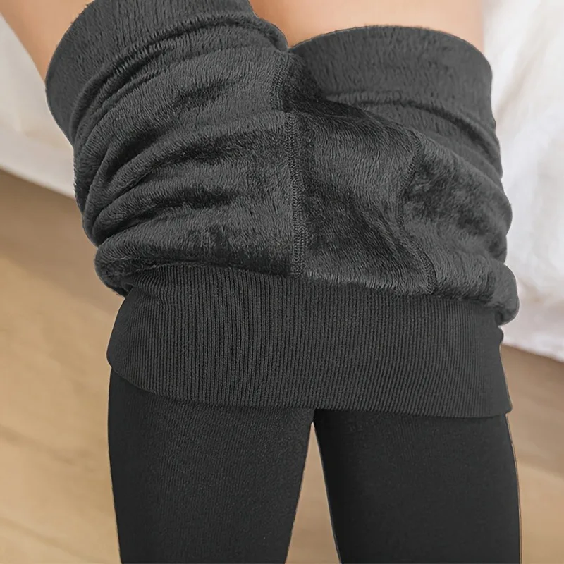 Gemütliche, mit Fleece gefütterte Damen-Strumpfhose, hohe Taille, dehnbare, warme Leggings für den Winter, dicke, warme Thermo-Unterwäsche, Strumpfhosen und Hosen – Detail 7