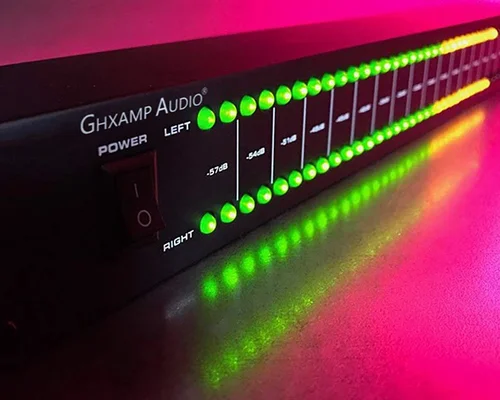 GHXAMP 전문 듀얼 40 LED 스펙트럼 스테이지 홈 앰프 스피커, 오디오 스테레오 레벨 표시기-57dB-0dB