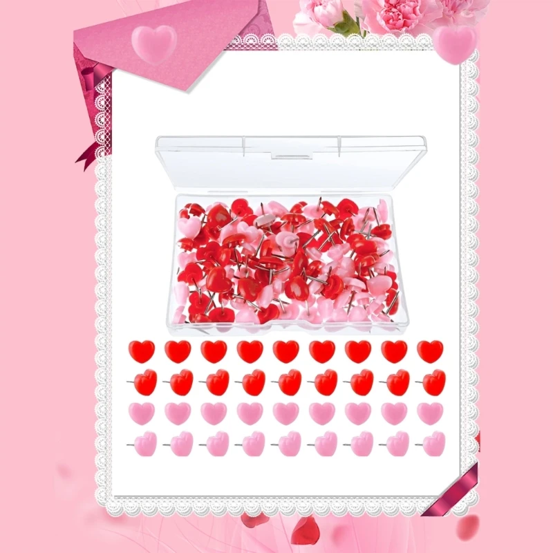 100 قطعة دبابيس ضغط على شكل قلب للخريطة دبابيس ضغط للخريطة دبابيس ضغط على شكل قلب دبابيس ملصق للوحة الإعلانات خريطة العالم