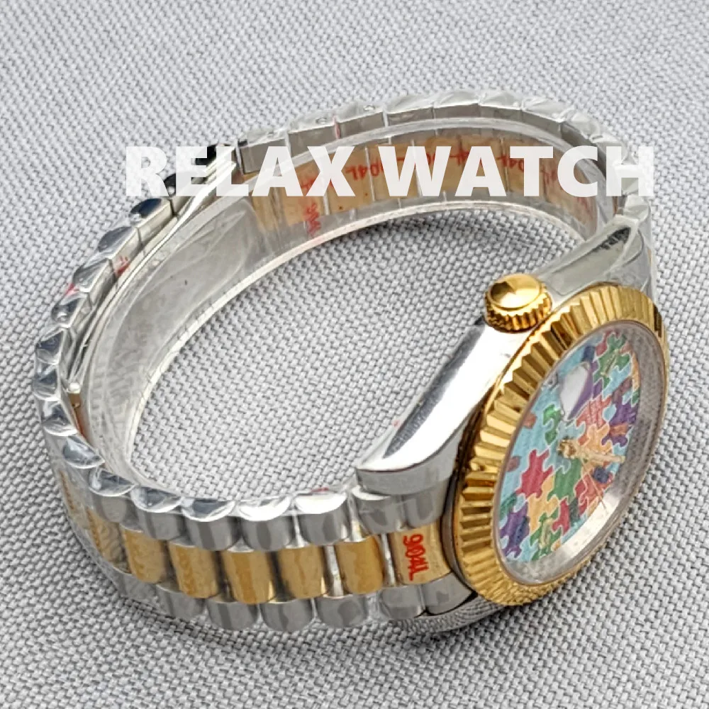 36mm 39mm Sapphire Glass PVD Silver and Gold Log Style Stainless Steel Watch Japanese Nh35 Automatic Mechanical Movement N4