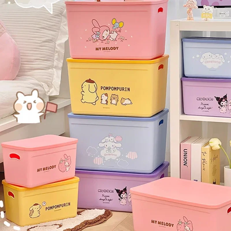 New Sanrio Cartoon Big Handheld Plastic Storage Basket Thickened Organizer Box for Miscellaneous Items Living Room Study