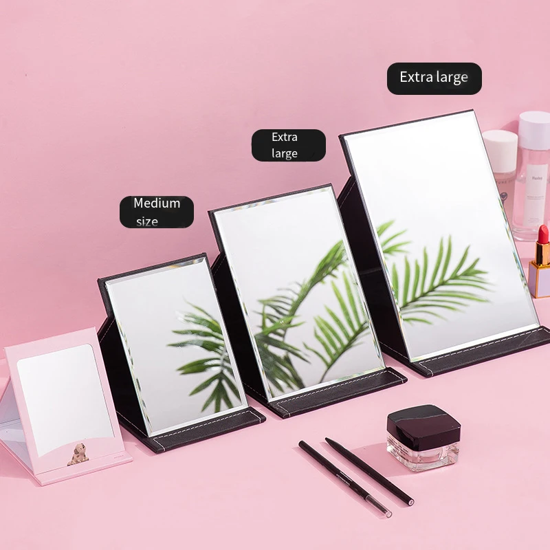 Portable Cosmetic Mirror Folding Desktop Dormitory Princess Mirror Female Large and Small Desktop Cosmetic Mirror Wholesale