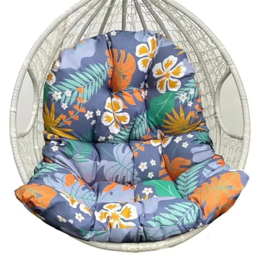 

Outdoor Hanging Egg Chair Cushion Replacement Thicken Waterproof Basket Swing Chair Cushion Printed U-Shaped Seat Pad for Patio