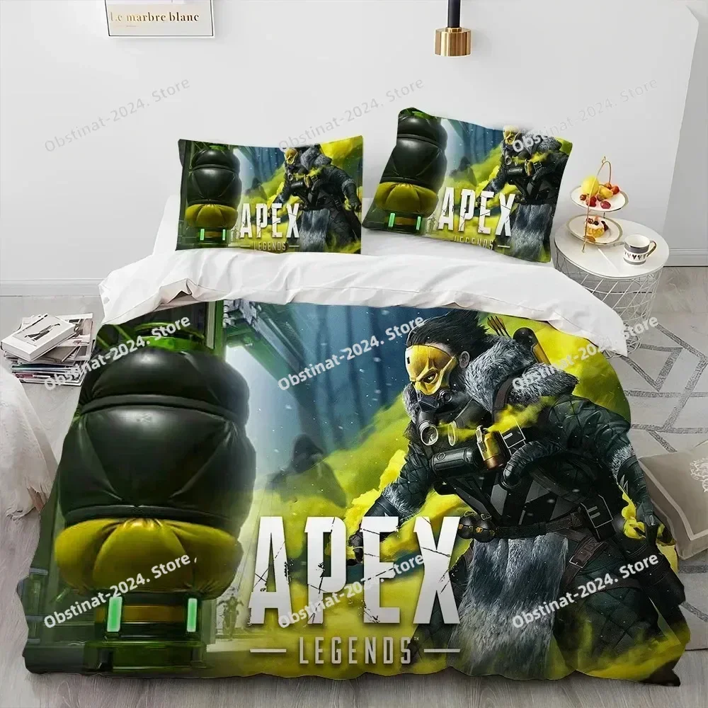 A-Apex Legends Game Gamer Cartoon Bedding Set Printed Bed Set With Pillowcase Bed Duvet Cover Soft Single Double Queen King Size