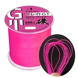 Pink Semi-floating Fishing Lines 500m Strong Monofilament Nylon Rock Fishing-Line Wear Resistant Sea Fishing Accessories Pesca