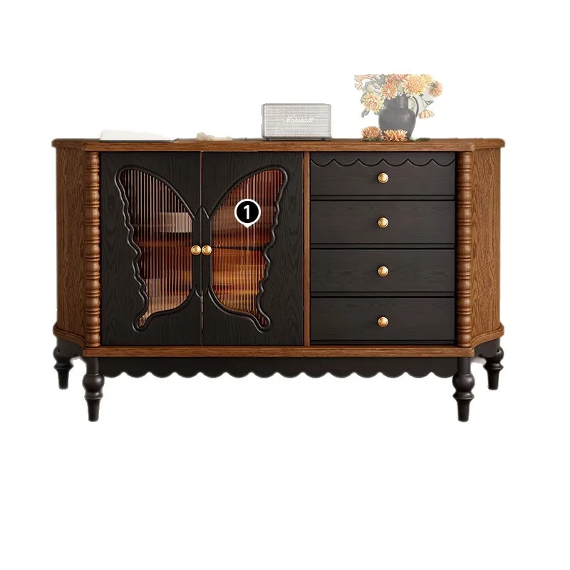 CX retro dining side, medieval solid wood storage entrance, advanced color matching decorative cabinet