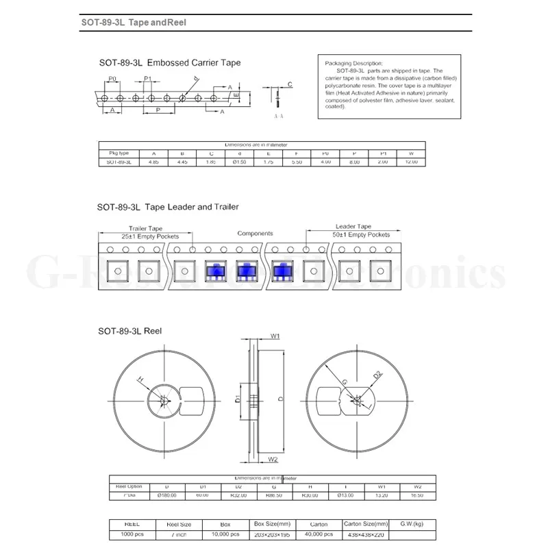 (50 piezas) 2SD882 SOT-89 (marcado D882) NPN, triodo de potencia de cristal