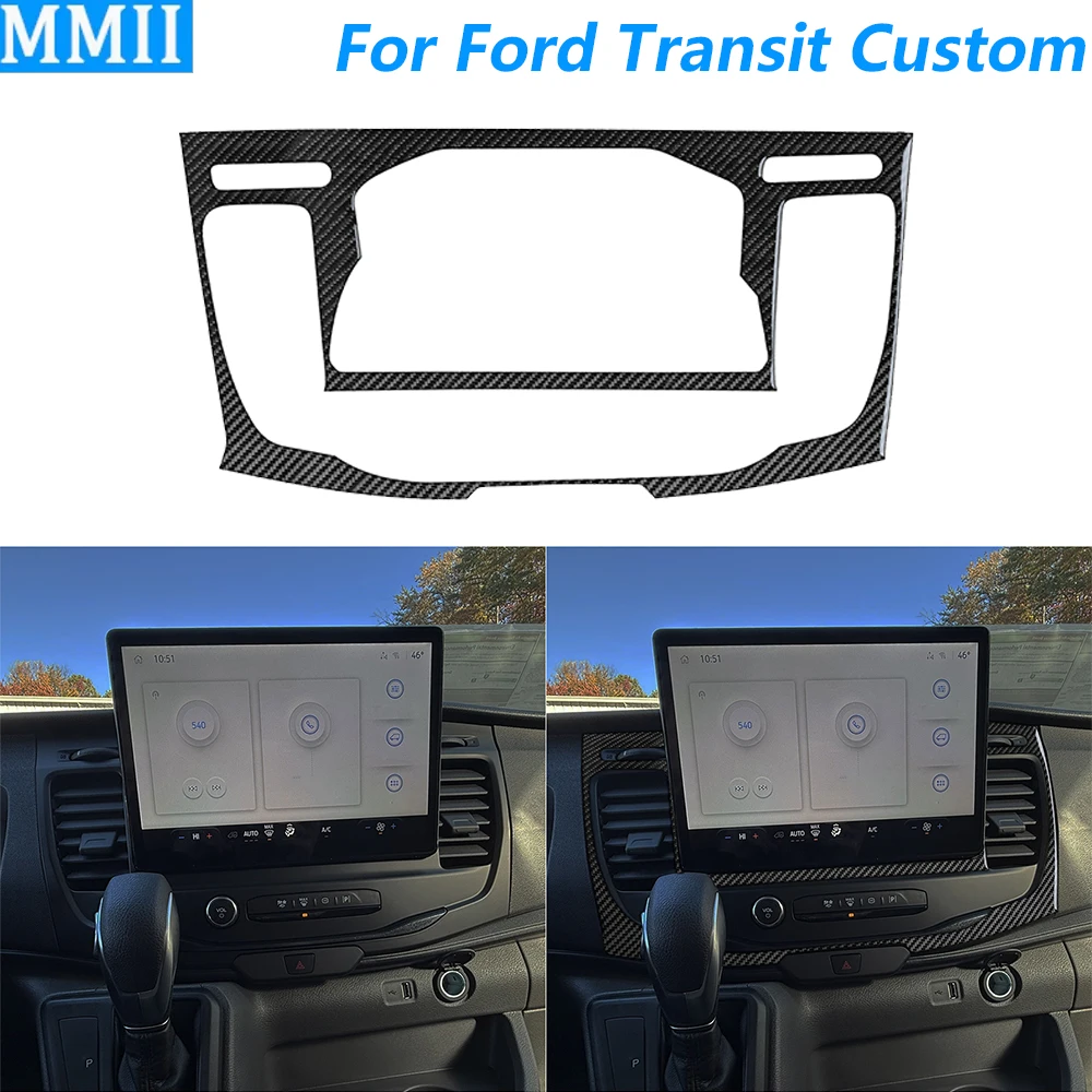 For Ford Transit Custom V363 2024 2025 Carbon Fiber Central Console Volume AC Air Outlet Panel Cover Car Accessories Sticker
