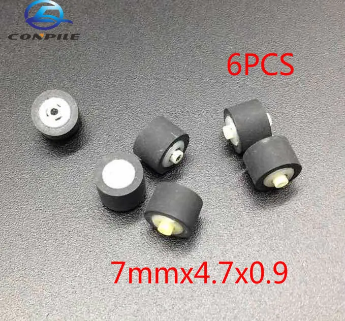 6pcs 7mmx4.7x0.9 pinch roller wheel belt pulley rubber for audio tape recorder cassette deck player