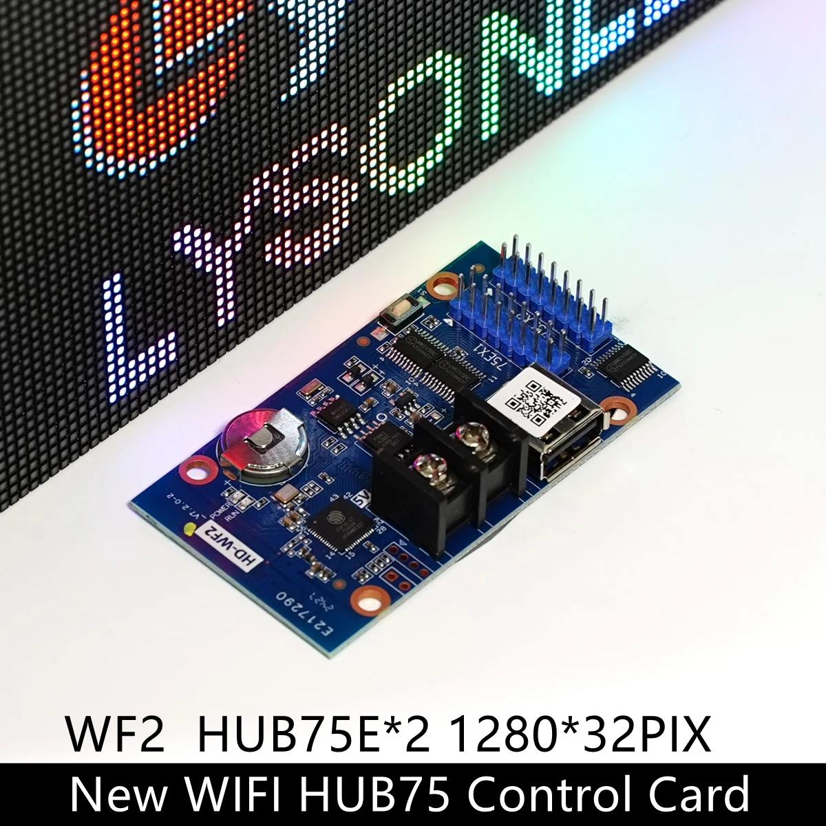 Huidu HD-WF2 HUB75E Porty WIFI i USB Bezprzewodowy kontroler LED do panelu P4 P5 Wyświetlacz drzwi wewnętrznych