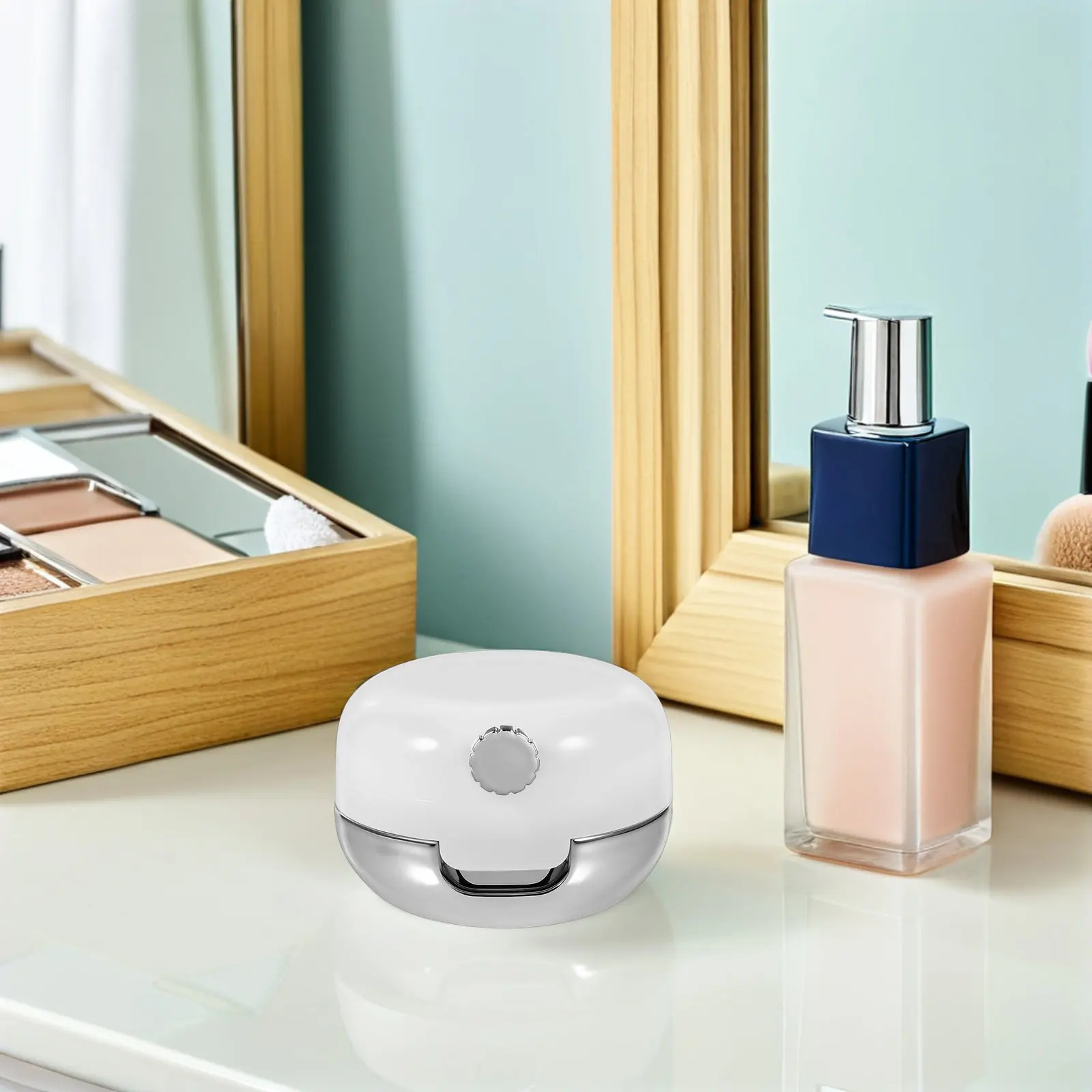 4Pcs Lip Care Set Refillable Lip Balm Containers Portable Silicone Brush Compact Mirror Travel Makeup Container