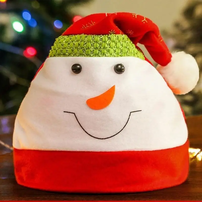 Gorro navideño Papá Noel para vacaciones, precioso gorro Papá Noel reno para adultos, gorro con pompón para todas las
