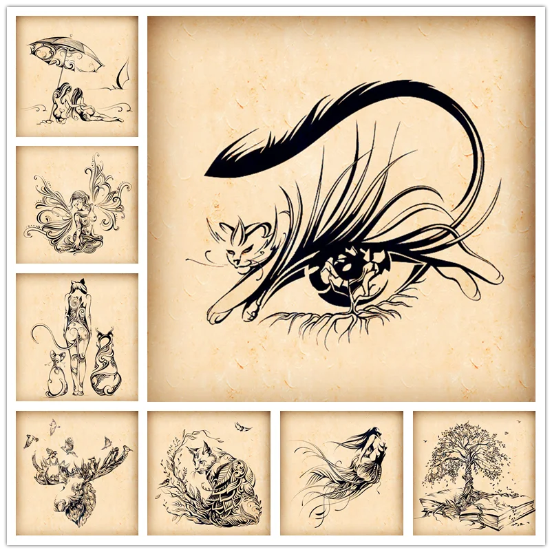 Selos claros para meninas, linha arte asas, meninas do gato, anjo, alce, zebra, artesanato do cartão de Natal, nenhum corte do metal morre, Scrapbooking, 10x10, novo, 2022