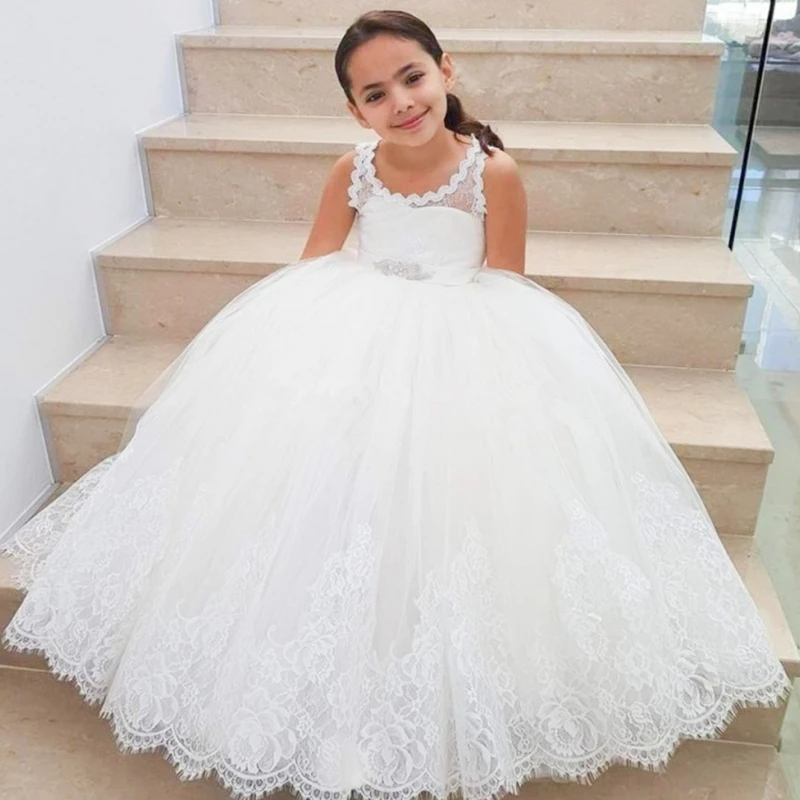 

Flower Girl Dresses Children Infant Sleeveless Lace And Lace Decoration For Wedding Party First Communion Gown