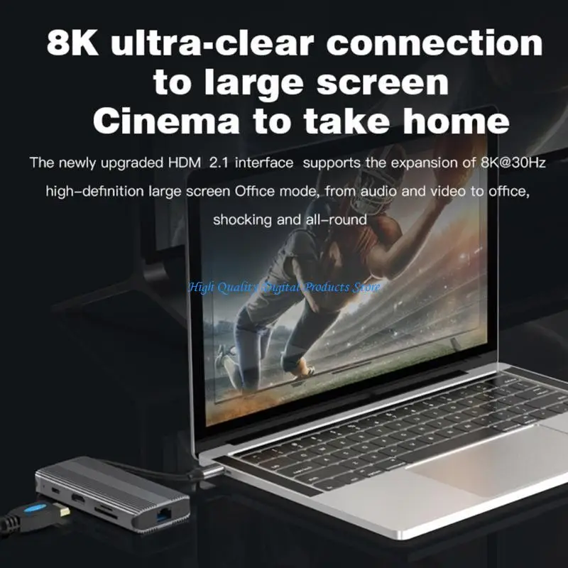 U2Je Typec Dock HDMI互換USBアダプターハブタイプRJ45 1000M TFリーダーPD100W