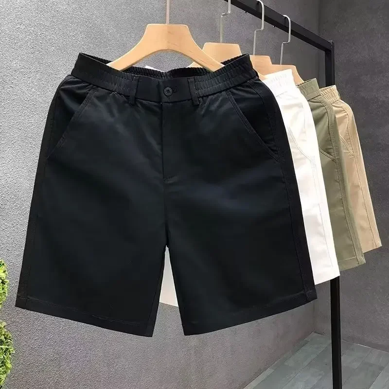 Summer casual shorts men White trendy straight crotch large pants fashionable outdoor wear slim fit design Korean style