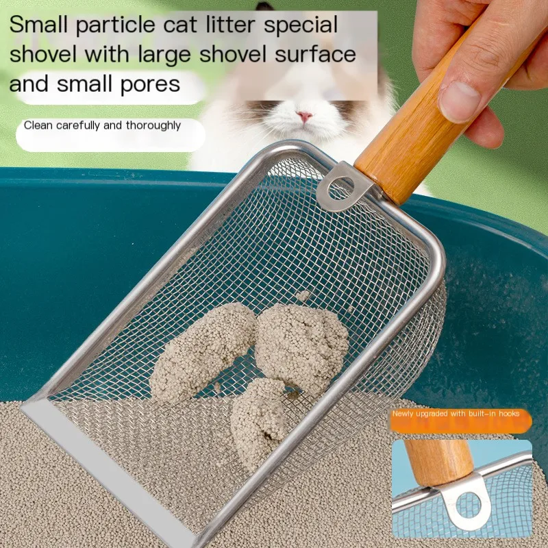 Pet Cleaning Tool Metal Cat Litter Scoop Stainless Steel Durable Handle Pet Poop Shovel