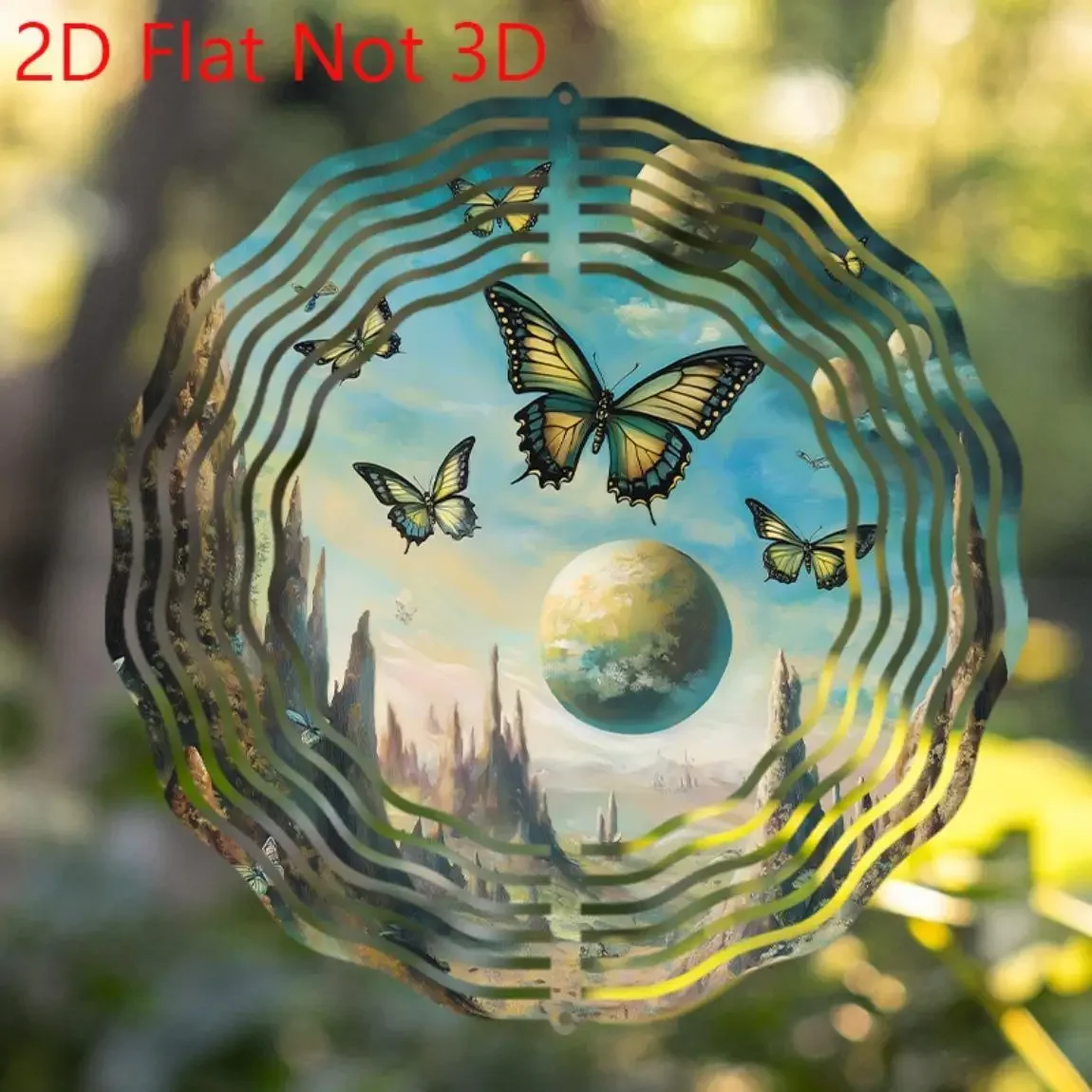 CIFBUY Wind Chime Rotating Blue Butterfly Outdoor Garden Patio Decor Weatherproof Cosmic Fantasy Balcony Hanging Gift