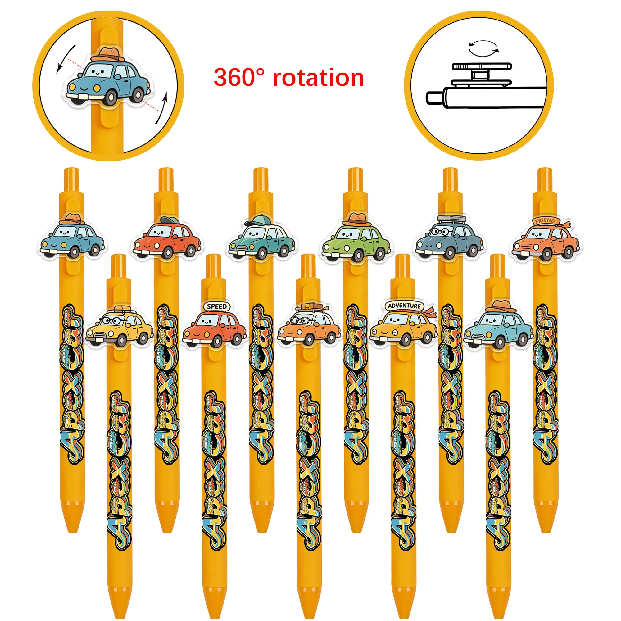 

11 PCS Vintage Car Theme Ballpoint Pens - Easy-to-use with push-button design, perfect for gift pens.