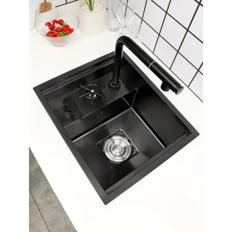 304 Stainless Steel Kitchen Sink Invisible Black Small Single Mini Hidden Kitchen Concealed Kitchen Sink Bar Sink