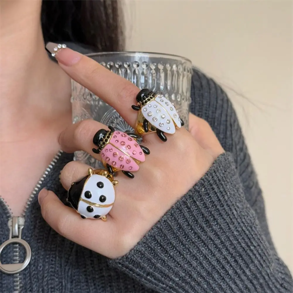 

Geometric Insect Drip Oil Ring Korean Style Butterfly Painting Ring Jewelry Accessories Minority Design Chunky Enamel Ring Gift