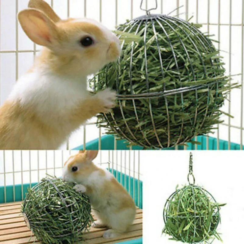 

1pc Stainless Steel Pet Rabbits Toys Round Sphere Feed Dispense Exercise Hanging Straw Ball for Guinea Pig Hamster Rat