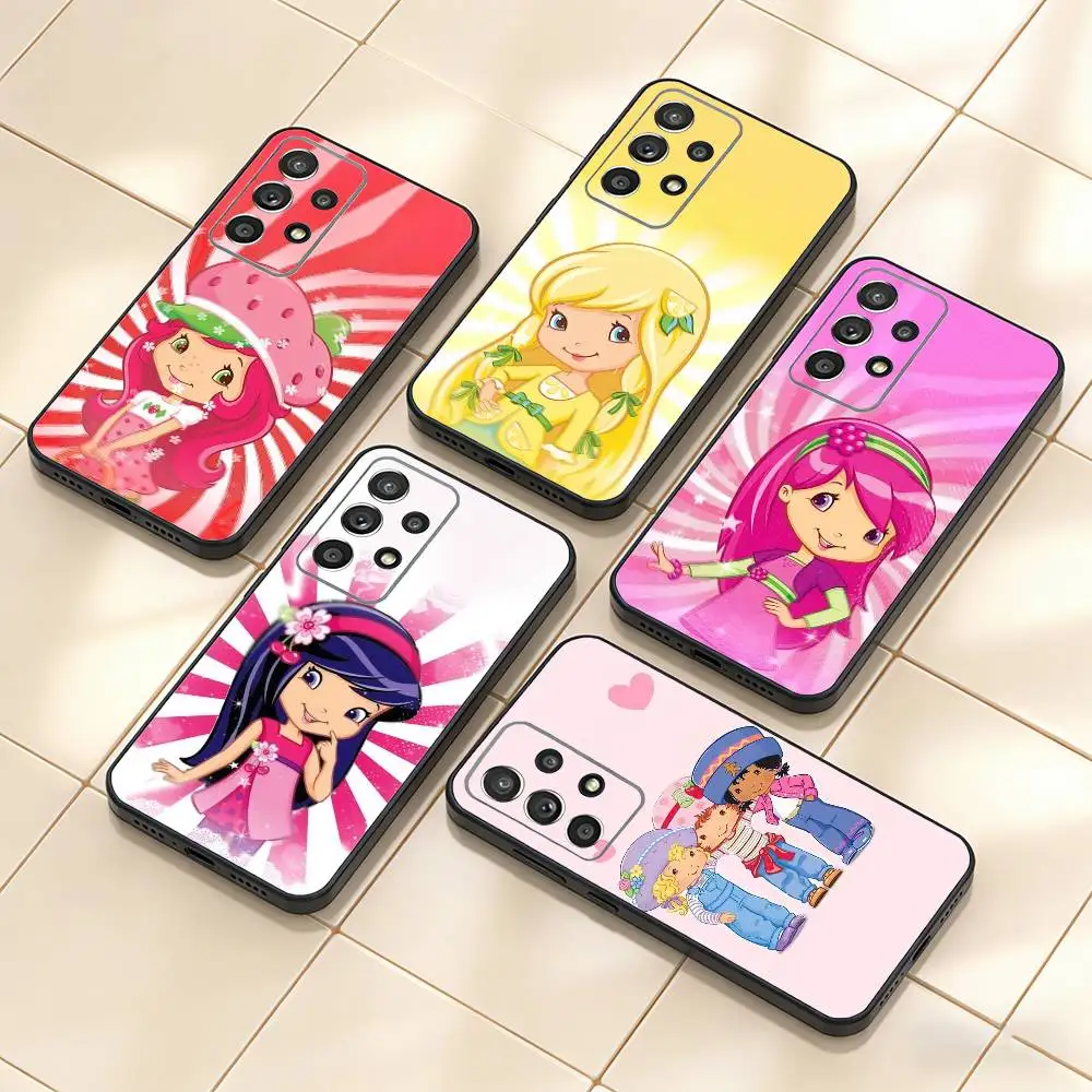 Cute S-Strawberry S-Shortcake-Girl   Phone Case For Samsung S25,S24,S21,S22,S23,S30,Ultra,S20,Plus,Fe,Note,10,9,5G Black Cover