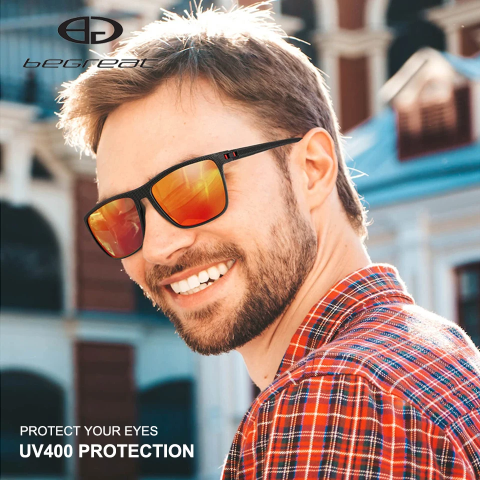 BEGREAT Square Polarized Sunglasses for Men and Women Lightweight Frame Sun Glasses with UV Protection Driving Cycling