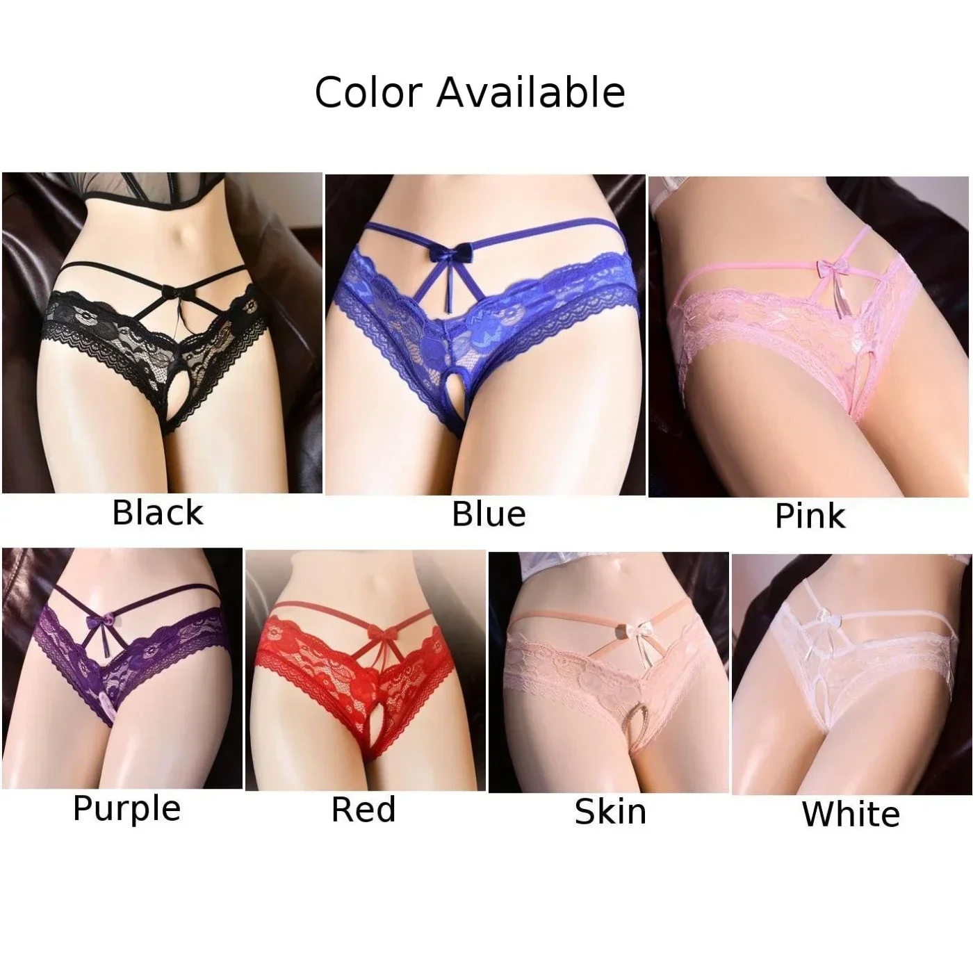 Women Ultra-Thin Lace Underwear Sexy Open Crotch Panties Seamless Crotchless See Though Briefs Hollow Transparent Panties