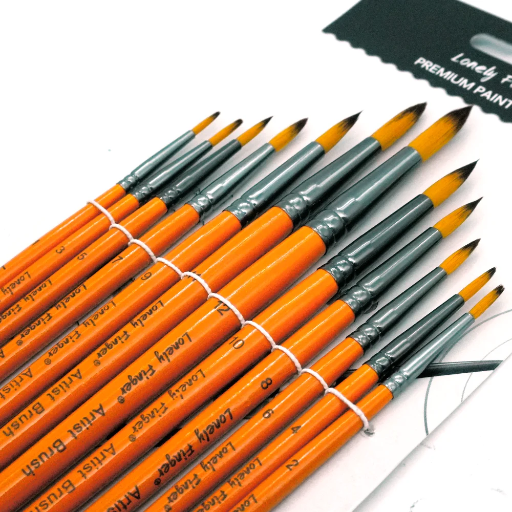 Paint Brushes Set, 12 Pcs Round Pointed Nylon Hair Artist Paint Brushes for Acrylic Oil Watercolor,  Miniature Detailing Brushes