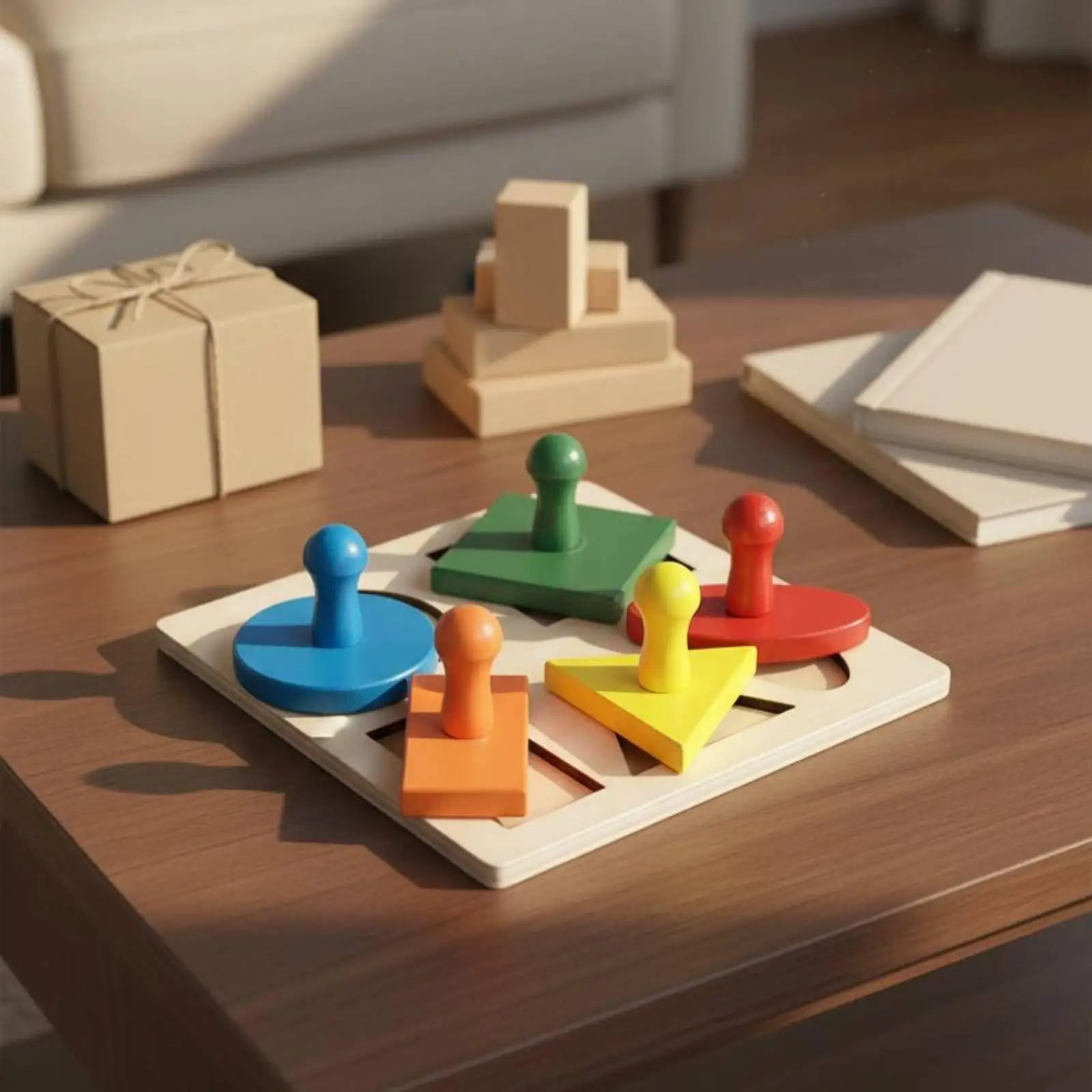 Young Child Shape Puzzle with Knobs Early Learning Young Child Knobbed Puzzle Develops Skills Matching Toy