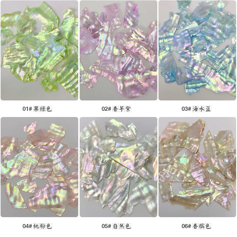 

Holographic Nail Art 3D Irregular Abalone Natural Sea Shell Fragments Texture Nail Art Sequins Decal Slice DIY Manicure Nail Tip