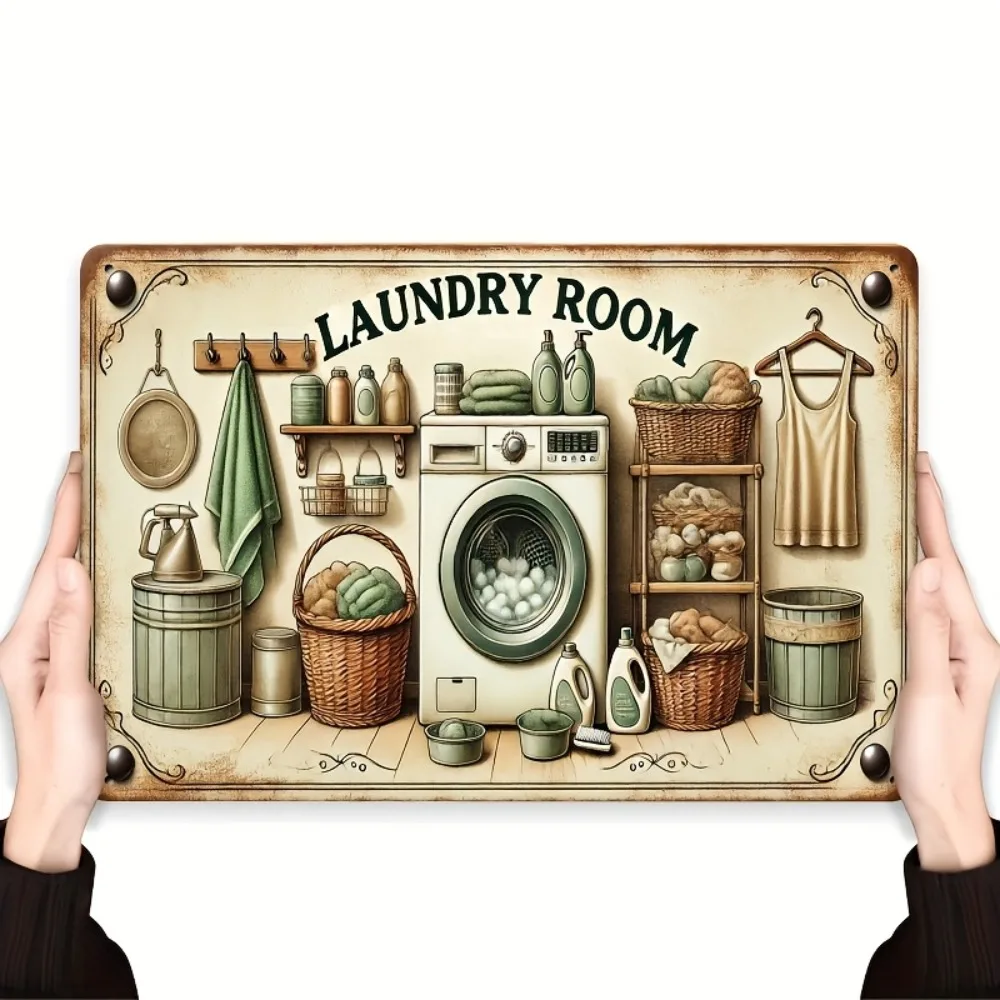 Vintage Laundry Room Metal Signage—Wall Decoration for Laundry Area in Country Farmhouse Style