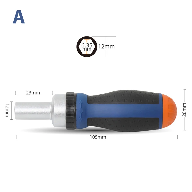 Multifunctional 1/4 6.35mm 6.3mm Ratchet Screwdriver Bit Holder Handle Magnetic Bit Driver for Slotted Hex Torx Phillips Bit