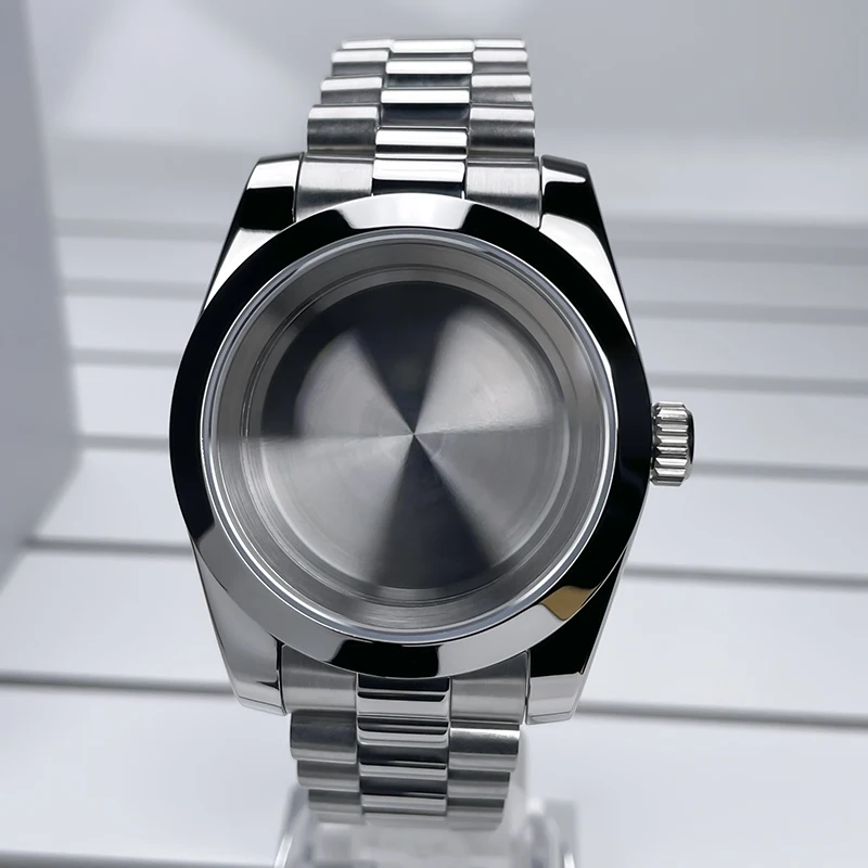 NH35 Case 39mm DJ Bezel Sapphire Glass Mirror Stainless Steel President Bracelet Suitable For NH35 NH36 Seik Movement Mod Parts image 4