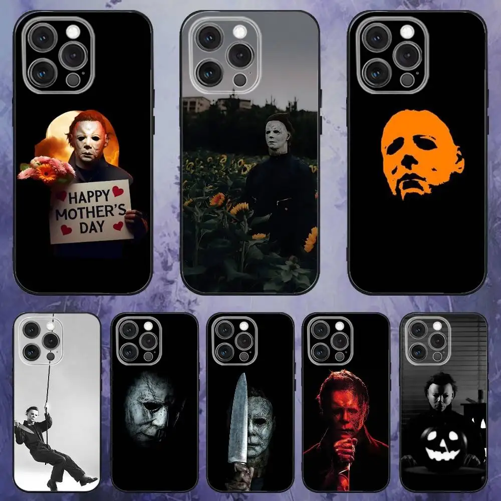 

M-Michael Myers COOL Halloween Phone Case For iPhone 17,16,15,14,13,12,Pro,Max,Plus,E,SE4,Air,Mini Black Soft Box