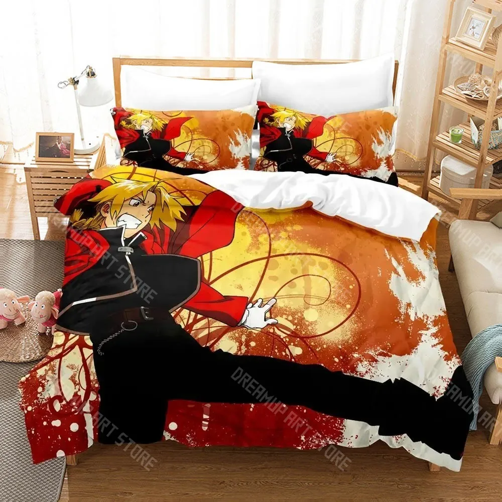 3D Printed Fullmetal Anime Alchemist Bedding Set for Boys Girls Duvet Cover Pillowcase Twin Queen King Full Single Double Sizes