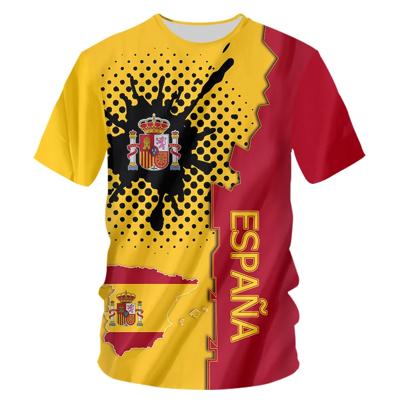 Camiseta de camuflaje con bandera española para hombre, camisetas de combate de veterano del ejército, emblema 3D de España, camiseta de soldado de camuflaje militar impresa, camiseta de manga corta