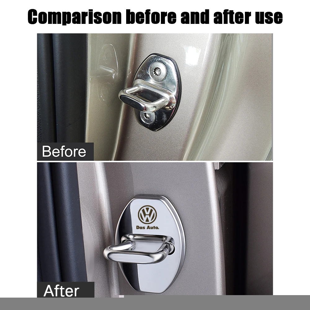 4Pcs Metal Car Door Lock cover Protective Buckle Cover Stickers For Volkswagen VW Golf 4 MK4 GTI Polo Scirocco Tiguan Jetta Mk6