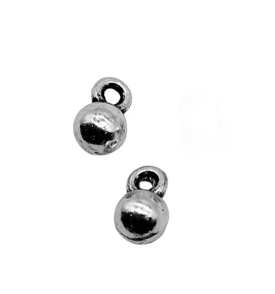 

100pcs 4*6mm Zinc alloy metal ball shaped little pendants for jewelry making HW2994