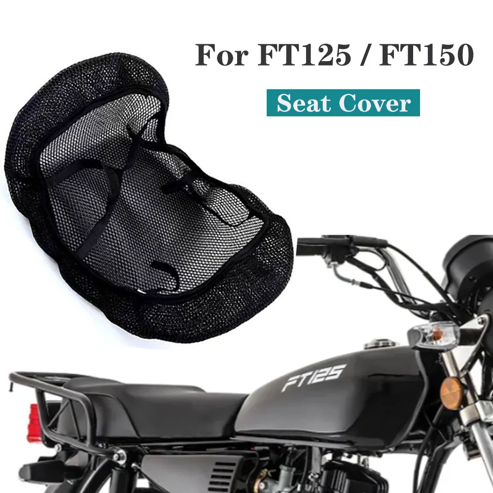 Funda de cojín para asiento de motocicleta, cubierta impermeable de malla transpirable, para modelo italiano FT125, Negra, FT150, FT 125, 150, 3D