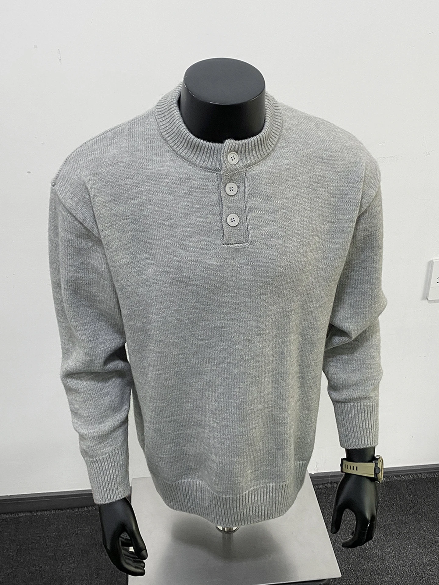 

Мужской свитер с воротником Хенри на молнии, осенне-зимний, теплый, для ношения как под одежду, так и поверх нее, вязаная кофта, повседневный свободный крой, мягкий полиэстер