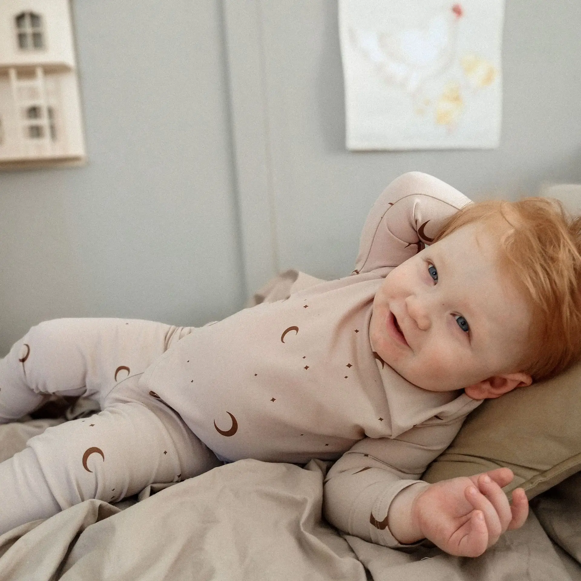 2pcs Set Short Staple Cotton Warm Children\'s Home Clothes Autumn and Winter Baby Pajamas Long Sleeved Base Children Clothing Set