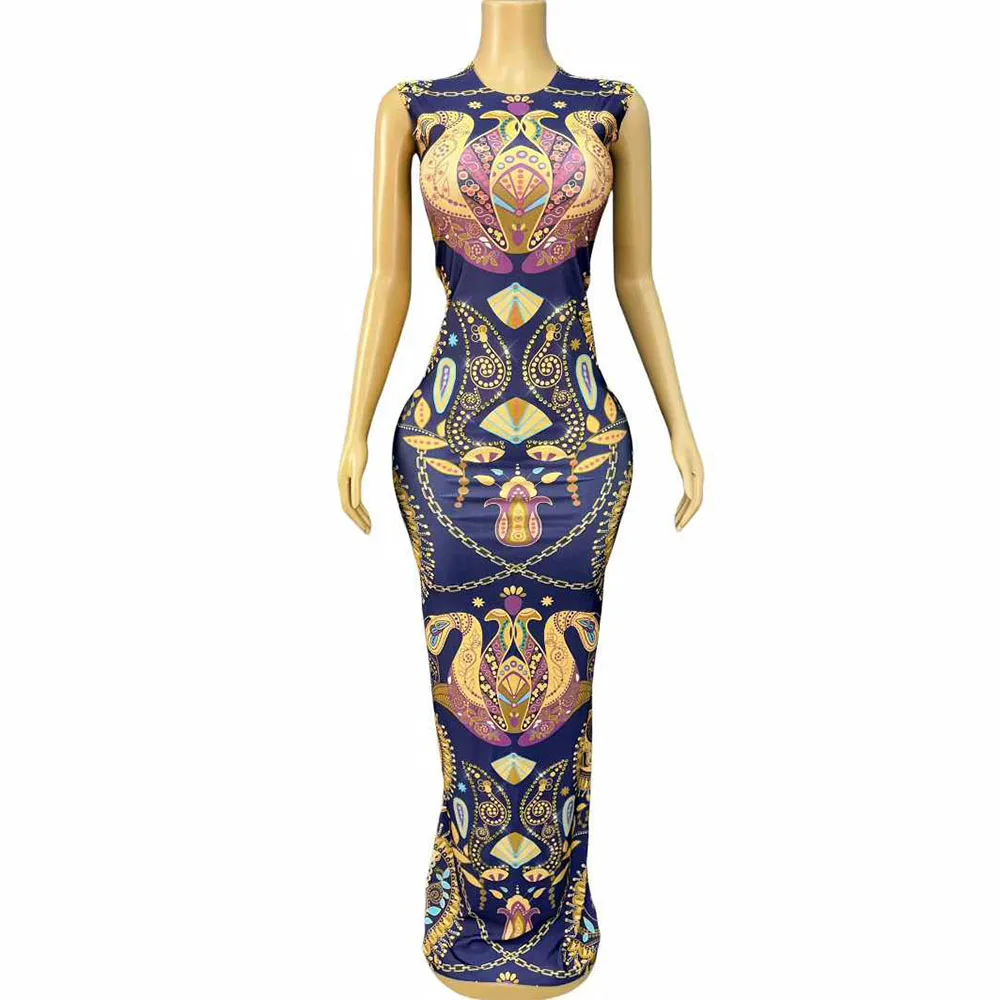 Luxe sexy patroon ontworpen elegante strass lange avondjurk cocktail verjaardagsfeestje jurk rode loper show podiumoutfit