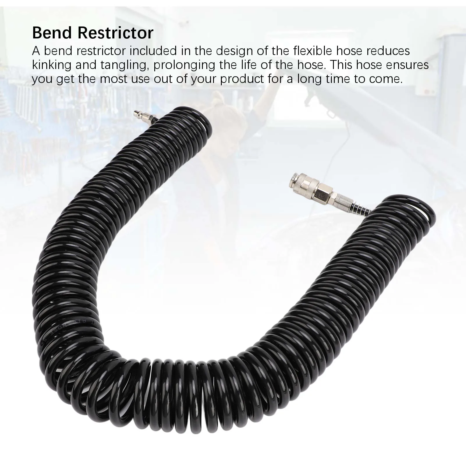 Recoil Air Hose 12m Tangling Resistant Recoil Air Compressor Hose With Bend Restrictor For Air Duster Air Pump