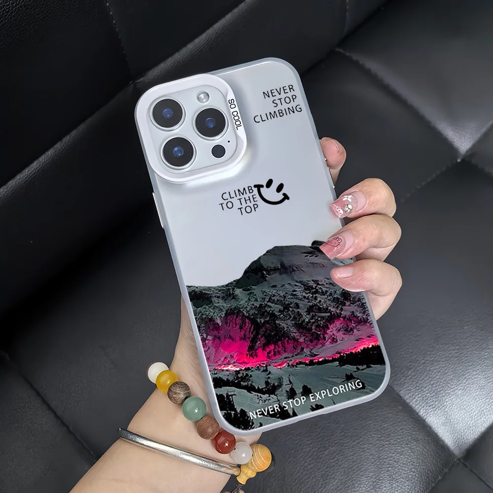Climb To The Top Never Stop Climbing Phone Case for iPhone 12 11 13 14 15 16 Max Pro Plus Laser Cover IMD