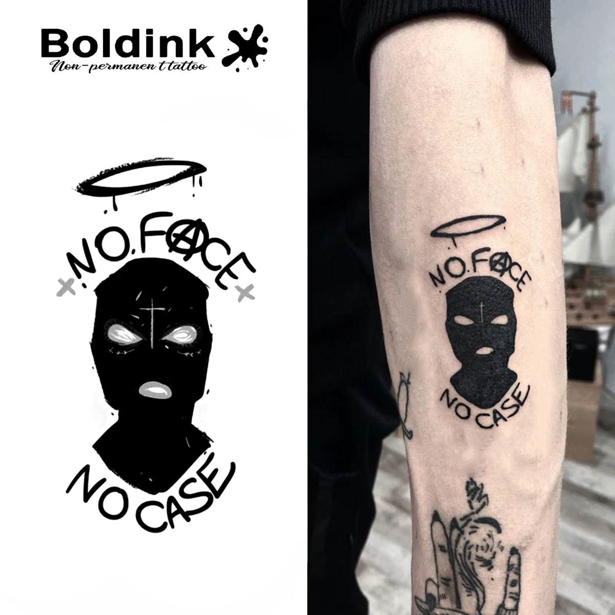 Boldink Dark Tattoo Patch - Mysterious Headcover Design | 1-