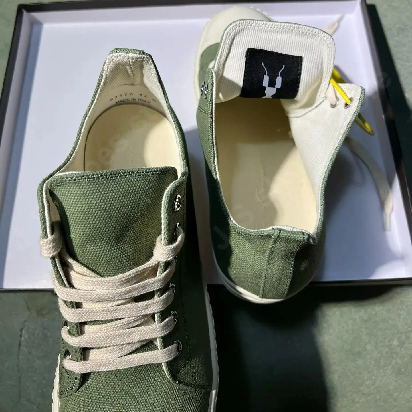 Ricks Shoe Women Canvas Shoes Army Green Men Casual Shoes Owens Sneaker RO Low Top Shoes Thick Sole Shoes Flat Laces Sport Shoes